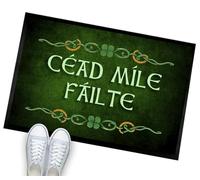 ARTYLICIOUS Céad Míle Fáilte Irish welcome Door Mat | St Patricks Day decor | Irish pub home bar entrance mat 60 x 40cm