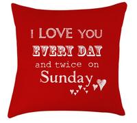 Artylicious I love you every day and twice on Sundays cushion - ideal Valentine gift