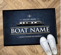 Artylicious Personalised Boat Mat - wood effect Canal Narrowboat, nautical rubber backed door mat 60 x 40cm - 3 sizes | boating accessories