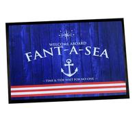 Artylicious Personalised Boat - Narrow boat/Yacht/sailboat/canal barge - Nautical striped anchor door mat 60 x 40 cm - boat accessories