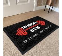 Artylicious Personalised Gym/weights room - Dumbells print Door mat 60 x 40cm, non slip base mat, home from home (Red)