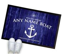 Artylicious Personalised Narrow Boat Mat - Blue Canal narrow Boat/sailing nautical accessories, door mat 60 x 40cm B555