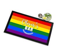 Artylicious Personalised Rainbow Flag Bar Runner Mat - LGBTQ Pride Flag pride gift | Party pub club bar mat runner