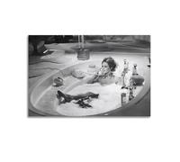 ARTYNSY 1pc Brigitte Bardot Bathtub, Canvas Wall Art 24x36inch(60x90cm) Suitable for Various Indoor Places, Cool Posters And Prints, Best Gift.