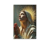 ARTYNSY 1pc Christian Religious Poster with Folded Hands And Devout Virgin Mary, Canvas Wall Art 24x36inch(60x90cm) Suitable for Various Indoor Places, Cool Posters And Prints, Best Gift.