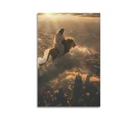 ARTYNSY 1pc Christian Religious Poster with Jesus Christ Riding A Lion, Canvas Wall Art 12x18inch(30x45cm) Suitable for Various Indoor Places, Cool Posters And Prints, Best Gift.