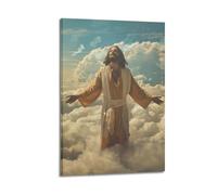 ARTYNSY 1pc Christian Religious Poster with Jesus Christ with Open Arms Above Clouds, Canvas Wall Art 16x24inch(40x60cm) Suitable for Various Indoor Places, Cool Posters And Prints, Best Gift.