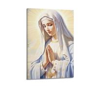 ARTYNSY 1pc Christian Religious Poster with Virgin Mary And White Dove with Folded Hands, Canvas Wall Art 08x12inch(20x30cm) Suitable for Various Indoor Places, Cool Posters And Prints, Best Gift.