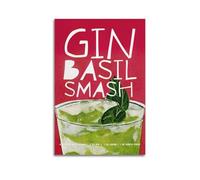 ARTYNSY 1pc Gin Basil Smash Red Recipe, Canvas Wall Art 24x36inch(60x90cm) Suitable for Various Indoor Places, Cool Posters And Prints, Best Gift.