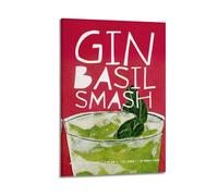 ARTYNSY 1pc Gin Basil Smash Red Recipe, Canvas Wall Art 24x36inch(60x90cm) Suitable for Various Indoor Places, Cool Posters And Prints, Best Gift.
