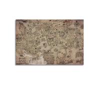 ARTYNSY 1pc Retro Runescape World Map, Canvas Wall Art 16x24inch(40x60cm) Suitable for Various Indoor Places, Cool Posters And Prints, Best Gift.