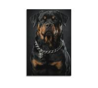 ARTYNSY 1pc Rottweiler with Chain Wall Art, Tough Decor, Home Office Poster, Canvas Wall Art 12x18inch(30x45cm) Suitable for Various Indoor Places, Cool Posters And Prints, Best Gift.