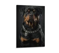 ARTYNSY 1pc Rottweiler with Chain Wall Art, Tough Decor, Home Office Poster, Canvas Wall Art 12x18inch(30x45cm) Suitable for Various Indoor Places, Cool Posters And Prints, Best Gift.