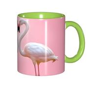 "Artypop" 11 Oz Ceramic Coffee Mugs Flamingos On White (1) Cups Colorful Inside/Gift Box Set