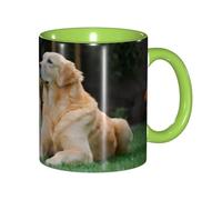 "Artypop" 11 Oz Ceramic Coffee Mugs Golden Retriever Dogs Puppies Pets (3) Cups Colorful Inside/Gift Box Set