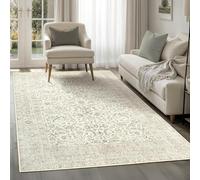 artyrugs Machine Washable Rug, 122x170cm, 75% Recycled Cotton, Short Pile, Non-Slip Backing, Non-Shedding, Area Rugs for Living Room, Bedroom, Kitchen, Hallway, Office, Ashen Cream