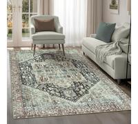 artyrugs Machine Washable Rug, 152x213cm, 75% Recycled Cotton, Short Pile, Non-Slip Backing, Non-Shedding, Suitable for Living Room, Bedroom, Kitchen, Hallway, Office, Charcoal & Light Sienna