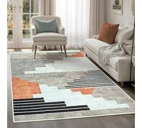 artyrugs Machine Washable Rug, 200x290cm, 75% Recycled Cotton, Short Pile, Non-Slip Backing, Non-Shedding, Suitable for Bedroom, Kitchen, Hallway, Office, Large, Staircase Greige