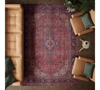 artyrugs Machine Washable Rug, 200x290cm, 75% Recycled Cotton, Short Pile, Non-Slip Backing, Non-Shedding, Suitable for Living Room, Bedroom, Kitchen, Hallway, Office, Aesthetic Crimson Red