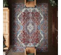 artyrugs Machine Washable Rug, 240x330cm, 75% Recycled Cotton, Short Pile, Non-Slip Backing, Non-Shedding, Suitable for Living Room, Bedroom, Kitchen, Hallway, Office, Burgundy Red & Blue