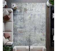 artyrugs Machine Washable Rug, 275x366cm, 75% Recycled Cotton, Short Pile, Non-Slip Backing, Non-Shedding, Suitable for Living Room, Bedroom, Kitchen, Hallway, Office, Atlantis Blue & Brown