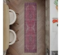 artyrugs Machine Washable Rug, 60x240cm, 75% Recycled Cotton, Short Pile, Non-Slip Backing, Non-Shedding, Suitable for Bedroom, Kitchen, Hallway, Office, Runner, Aesthetic Crimson Red