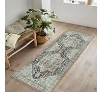 artyrugs Machine Washable Rug, 60x240cm, 75% Recycled Cotton, Short Pile, Non-Slip Backing, Non-Shedding, Suitable for Bedroom, Kitchen, Hallway, Office, Runner, Charcoal & Light Sienna
