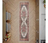 artyrugs Machine Washable Rug, 60x240cm, 75% Recycled Cotton, Short Pile, Non-Slip Backing, Non-Shedding, Suitable for Bedroom, Kitchen, Hallway, Office, Runner, Bright Olive & Pumpkin