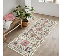 artyrugs Machine Washable Rug, 80x150cm, 75% Recycled Cotton, Short Pile, Non-Slip Backing, Non-Shedding, Suitable for Living Room, Bedroom, Kitchen, Hallway, Office, Dusk Beige & Pink