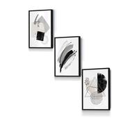 ARTZE Abstract Black Grey Ivory Watercolour Shapes Framed Wall Art - Small | Size: W33 cm x H45 cm x D20mm ARTZE Black W33 cm x H45 cm x D20mm