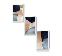 ARTZE Abstract Blue, Beige, Gold Shapes Framed Wall Art - Small in White | Size: W33 cm x H45 cm x D20mm ARTZE White W33 cm x H45 cm x D20mm