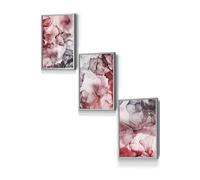 ARTZE Abstract Floral Fluid in Red & Grey Framed Wall Art - Small in Light Grey | Size: W33 cm x H45 cm x D20mm ARTZE Light Grey W33 cm x H45 cm x D20mm