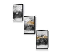 ARTZE Abstract Grey & Yellow Mountains Framed Wall Art - Small in Black | Size: W33 cm x H45 cm x D20mm ARTZE Black W33 cm x H45 cm x D20mm