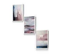 ARTZE Abstract Navy Blue Grey Blush Pink Oil Framed Wall Art - Small in White | Size: W33 cm x H45 cm x D20mm ARTZE White W33 cm x H45 cm x D20mm