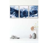 ARTZE Abstract Navy Blue Mountains Framed Wall Art - Medium in Light Grey | Size: W45 cm x H62 cm x D20mm ARTZE Light Grey W45 cm x H62 cm x D20mm
