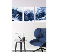 ARTZE Abstract Navy Blue Mountains Framed Wall Art - Medium in White | Size: W45 cm x H62 cm x D20mm ARTZE White W45 cm x H62 cm x D20mm