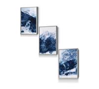 ARTZE Abstract Navy Blue Mountains Framed Wall Art - Small in Light Grey | Size: W33 cm x H45 cm x D20mm ARTZE Light Grey W33 cm x H45 cm x D20mm