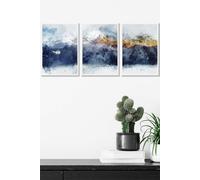ARTZE Abstract Navy Blue & Yellow Mountains Framed Wall Art - Medium in White | Size: W45 cm x H62 cm x D20mm ARTZE White W45 cm x H62 cm x D20mm