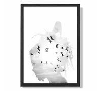 ARTZE Abstract & Seabirds Fashion Black & White Photo Framed Print SIZE: A4 with Black Frame | Size: A3 ARTZE Black A3