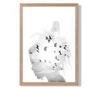 ARTZE Abstract & Seabirds Fashion Black & White Photo Framed Print SIZE: A4 with Oak Frame | Size: A3 ARTZE Black A3