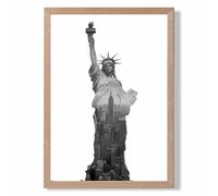 ARTZE Abstract Statue of Liberty New York Black & White Photo Framed Print SIZE: A4 with Oak Frame ARTZE Black A4