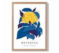 ARTZE Abstract Yellow & Blue Hydrangea Flower Market Gallery Framed Print SIZE: A3 with Oak Frame | Size: A4 ARTZE Yellow A4