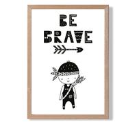 ARTZE Be Brave Little Boy Scandi Quote Framed Print SIZE: A4 with Oak Frame in Black | Size: A2 ARTZE Black A2