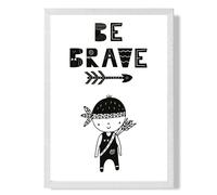 ARTZE Be Brave Little Boy Scandi Quote Framed Print SIZE: A4 with White Frame in Black | Size: A2 ARTZE Black A2