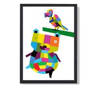 ARTZE Bear Bright Geometric Animal Framed Print SIZE: A3 with Black Frame ARTZE Multicolor A3