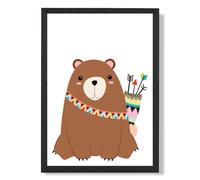 ARTZE Bear Tribal Animal Framed Print SIZE: A2 with Black Frame in Brown | Size: A4 ARTZE Brown A4