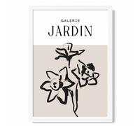 ARTZE Beige & Black Daffodil Boho Sketch Floral Framed Print SIZE: A2 with White Frame ARTZE Beige A2