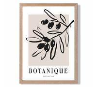 ARTZE Beige & Black Olive Boho Sketch Floral Framed Print SIZE: A4 with Oak Frame | Size: A3 ARTZE Beige A3