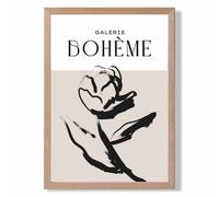 ARTZE Beige & Black Rose Boho Sketch Floral Framed Print SIZE: A2 with Oak Frame | Size: A3 ARTZE Beige A3