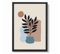 ARTZE Beige, Blue & Brown Boho Graphical Floral Framed Print SIZE: A2 with Black Frame | Size: A4 ARTZE Brown A4
